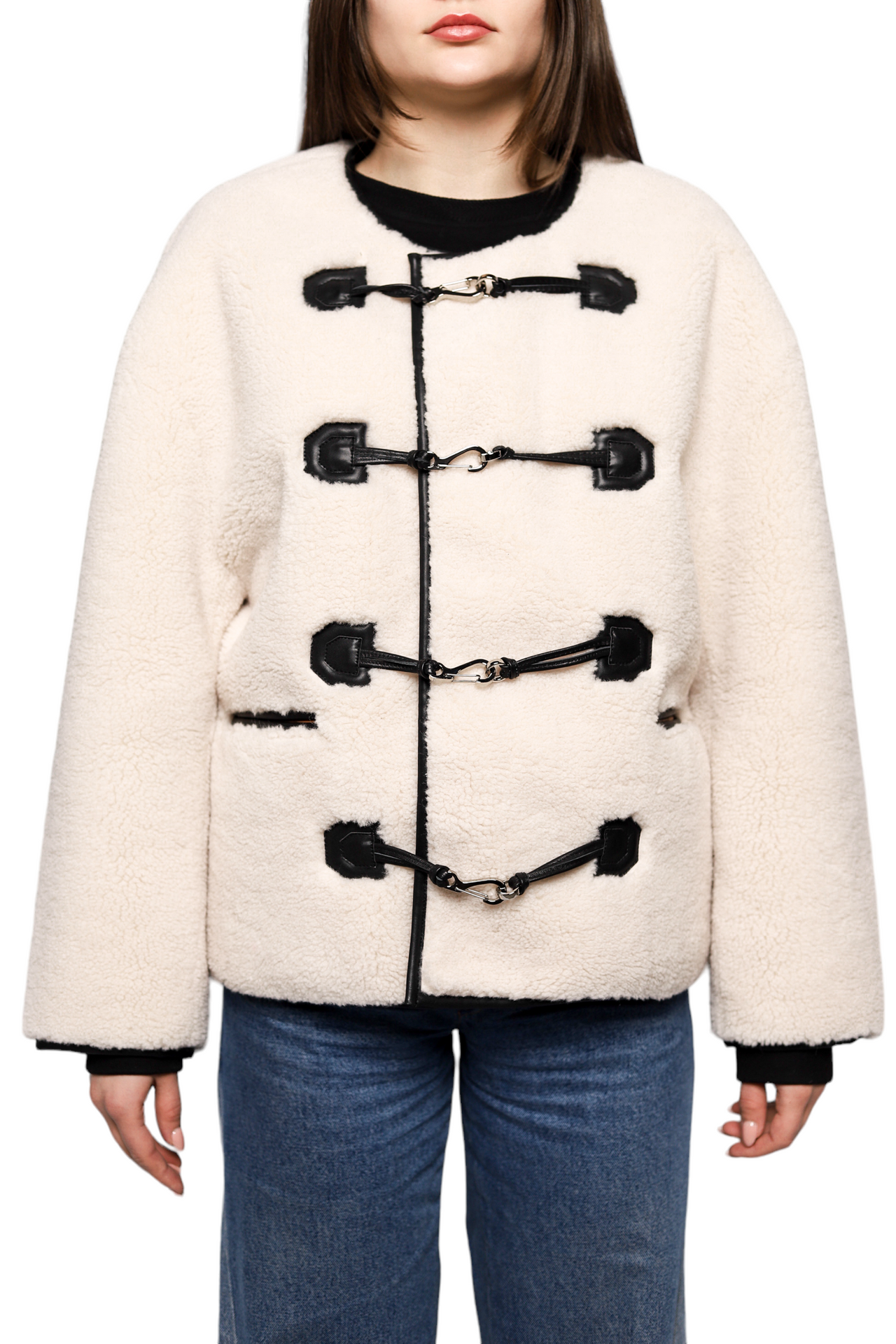 Toteme Teddy Shearling Clasp Jacket Off-white