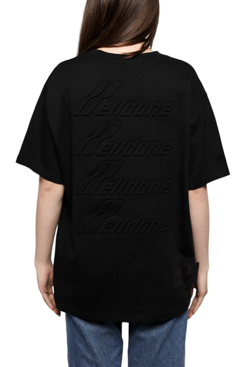 We11done Metal Buckle Embossed Letters T-Shirt Black