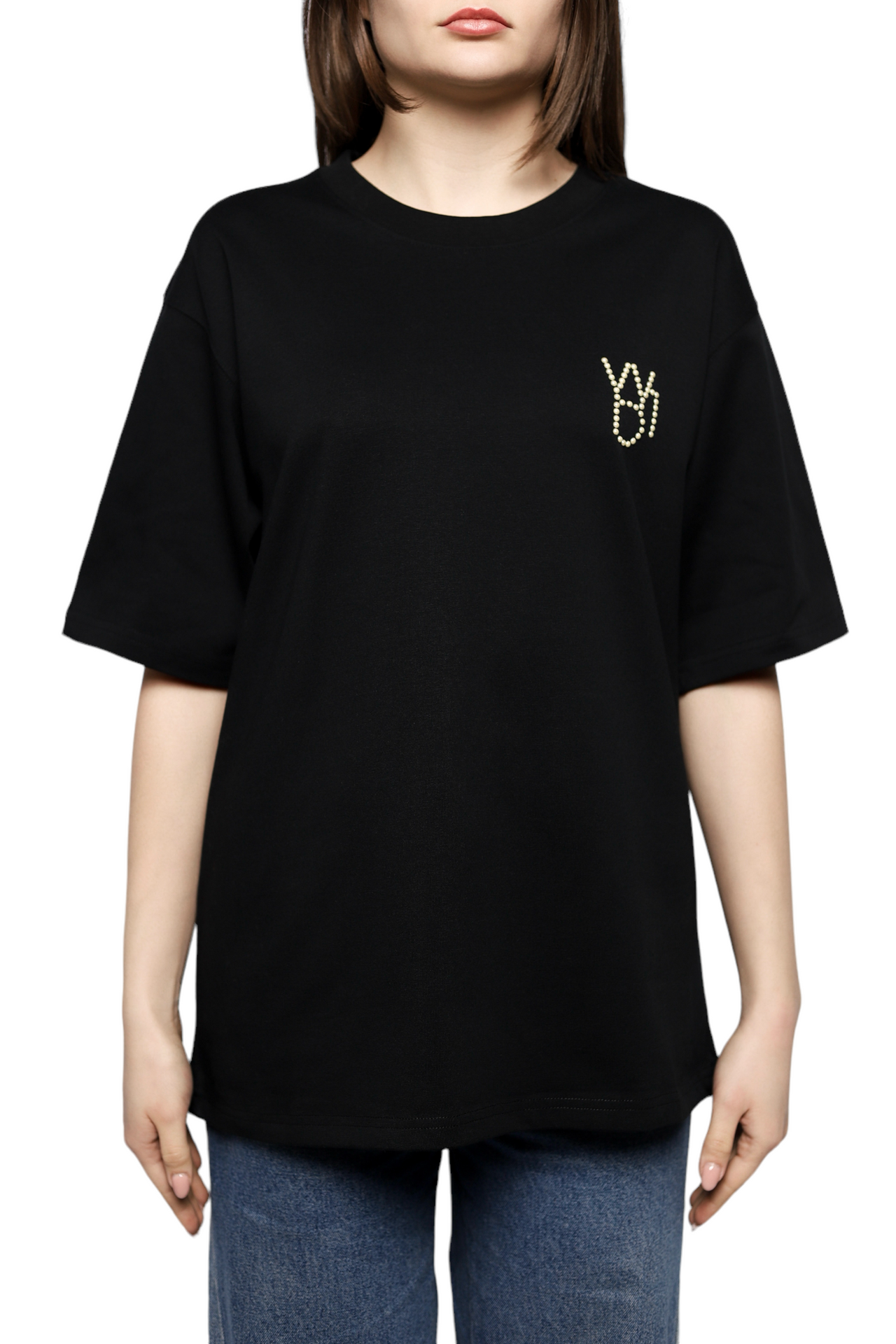 We11done Pearl Logo T-Shirt Black