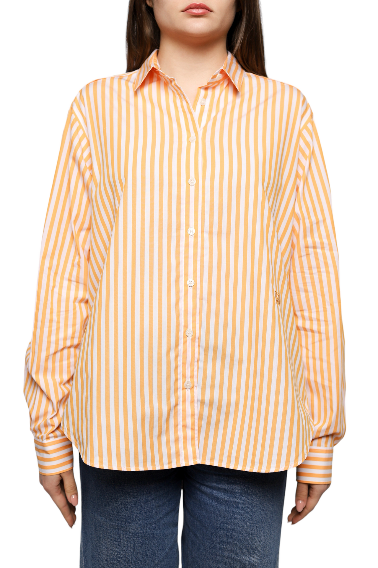 Toteme Signature Cotton Shirt Orange Stripe