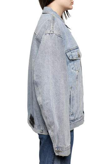 We11done logo-patch Oversized Denim Jacket Washed Blue
