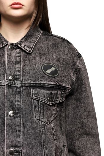 We11done logo-patch Oversized Denim Jacket Washed Grey