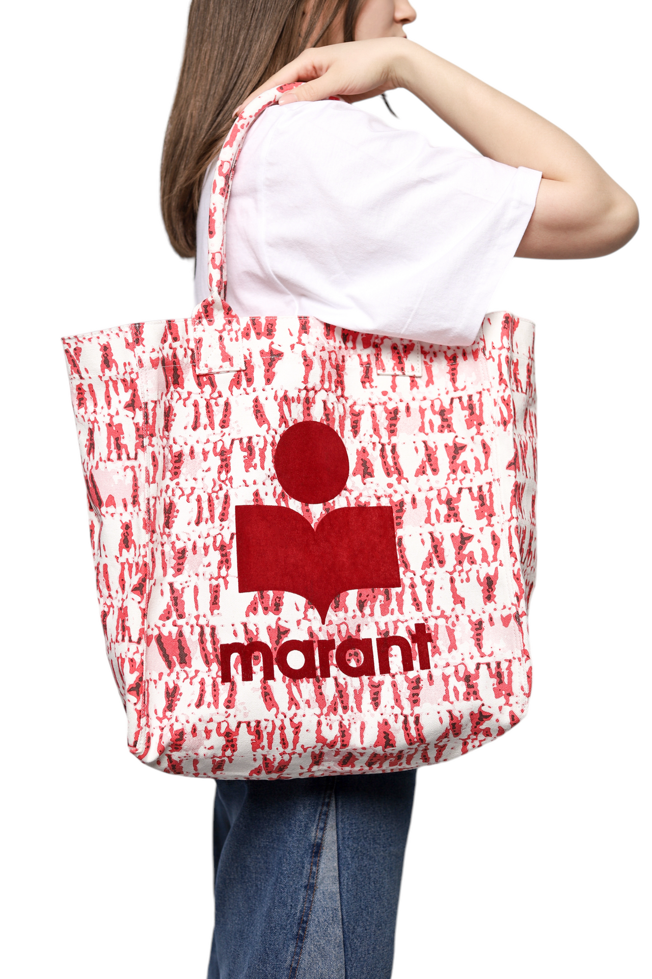 Isabel Marant Yenky Logo Canvas Tote Bag Red/White