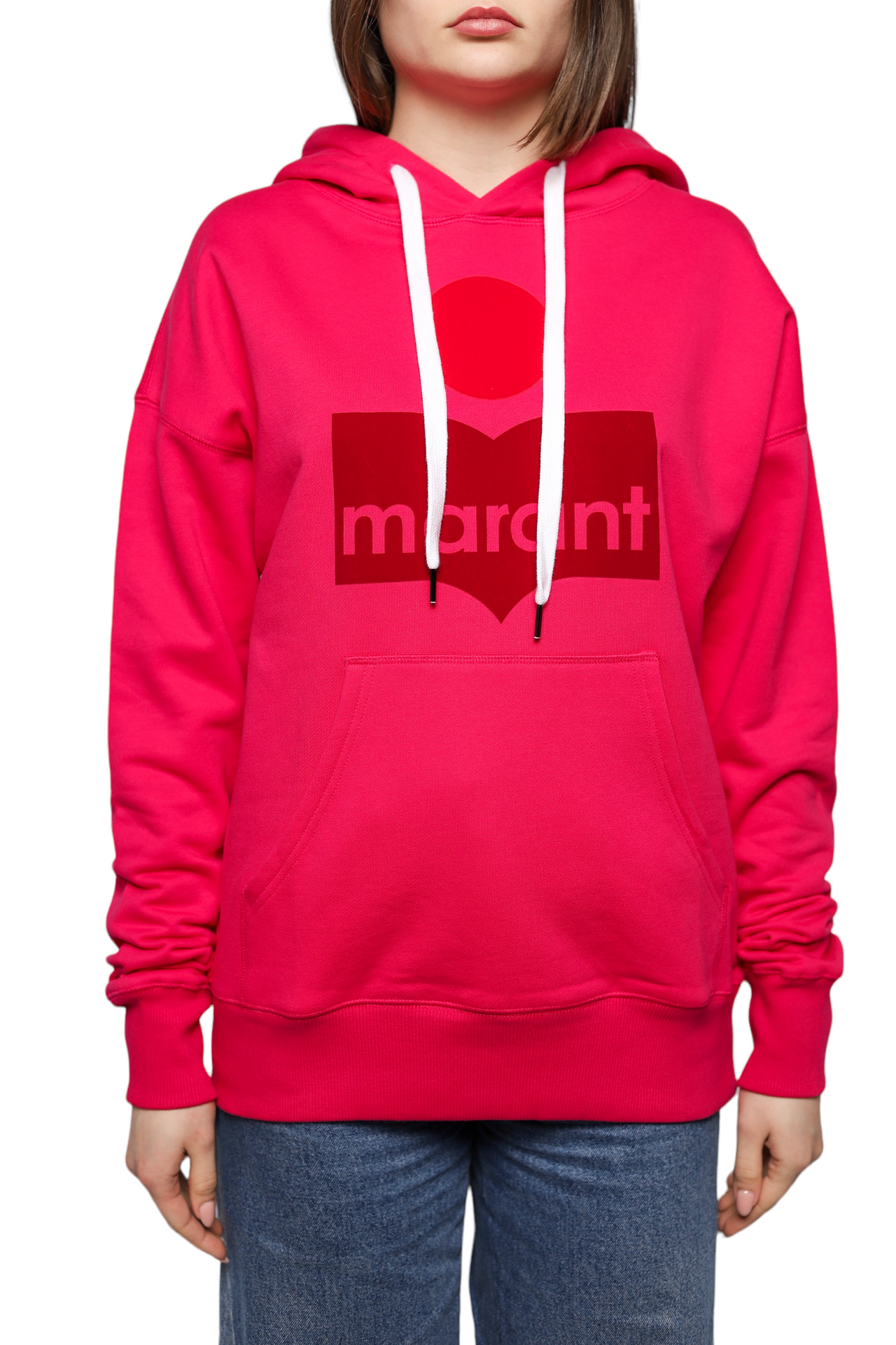 Isabel Marant Étoile Mansel flocked-logo hoodie Neon Pink