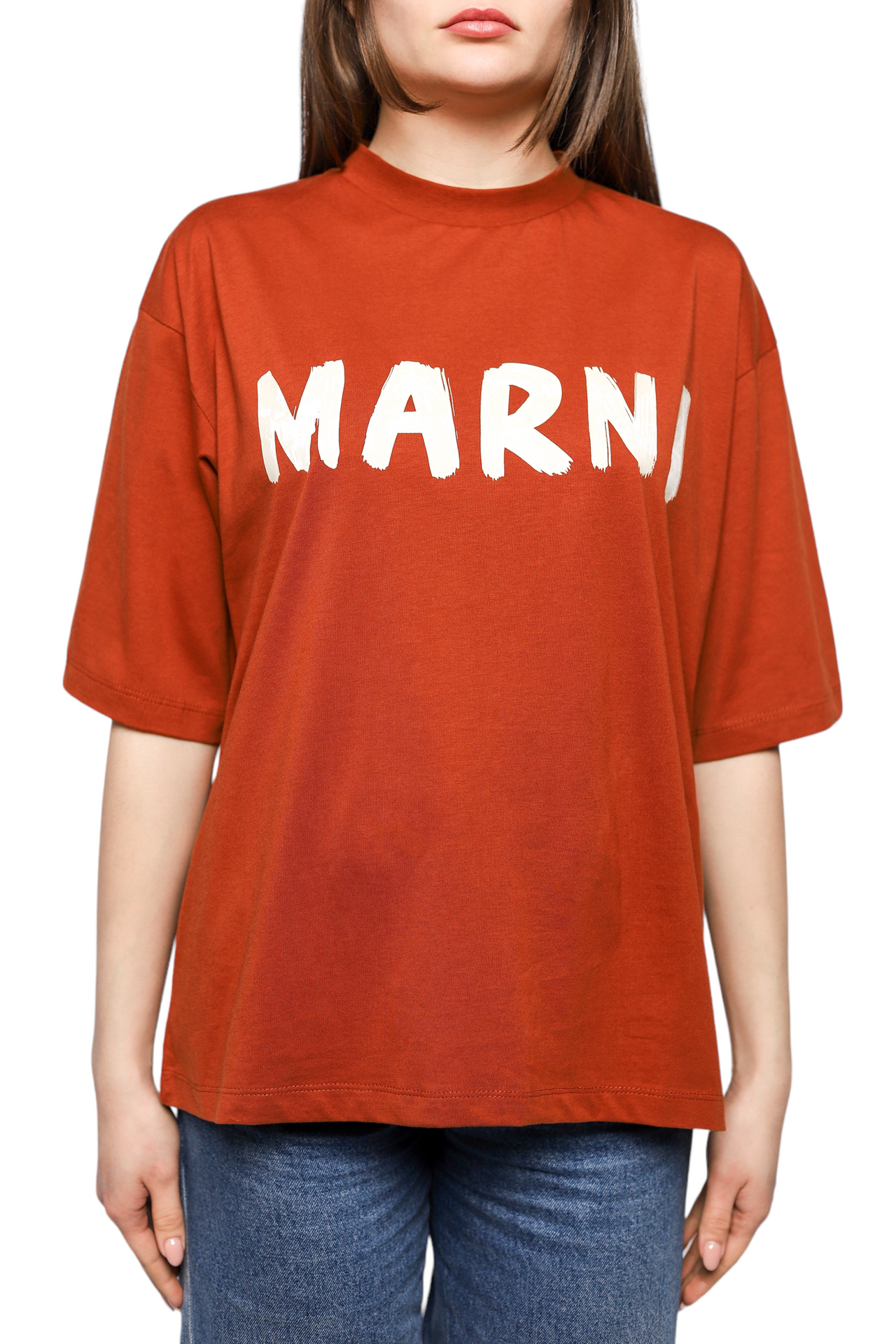 Marni logo-print t-shirt Orange