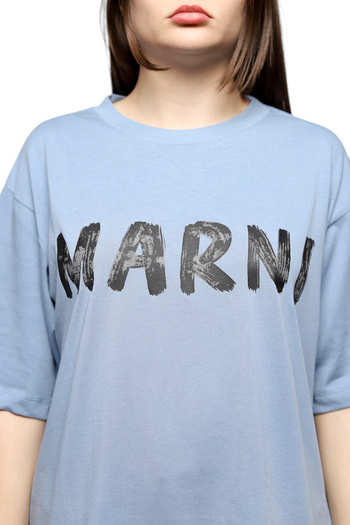 Marni logo-print t-shirt Sky Blue