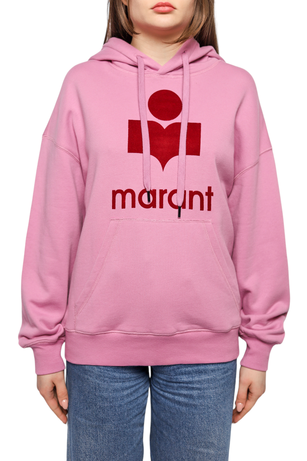 Isabel Marant Étoile Mansel flocked-logo hoodie Raspberry Pink