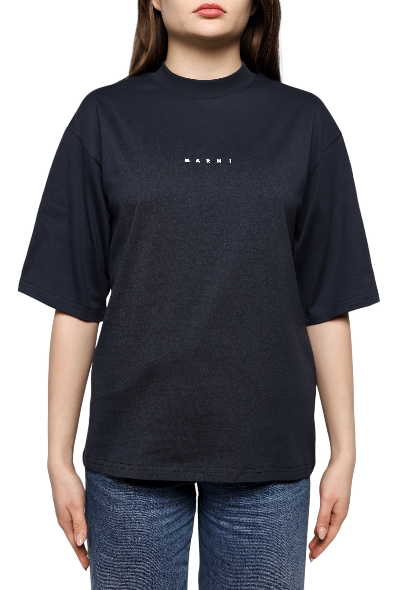 Marni Logo Crew Neck T-shirt Navy