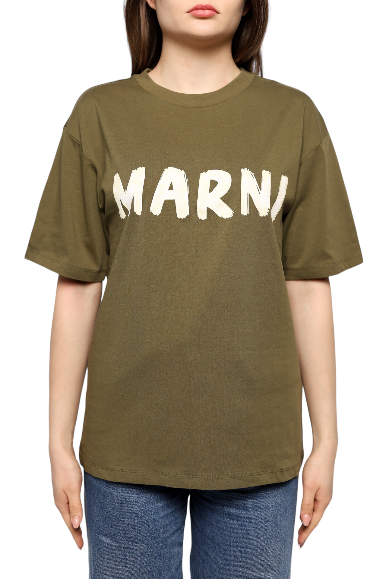 Marni logo-print t-shirt Olive