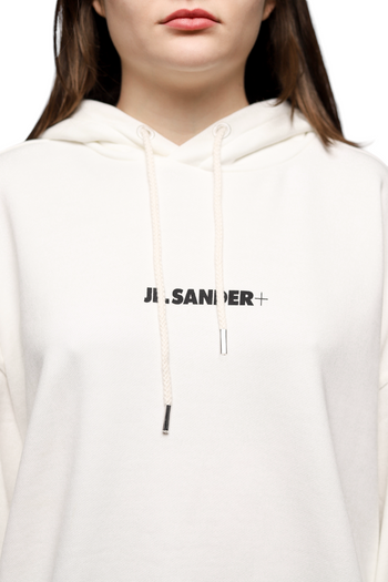 Jil Sander Logo Cotton Hoodie White