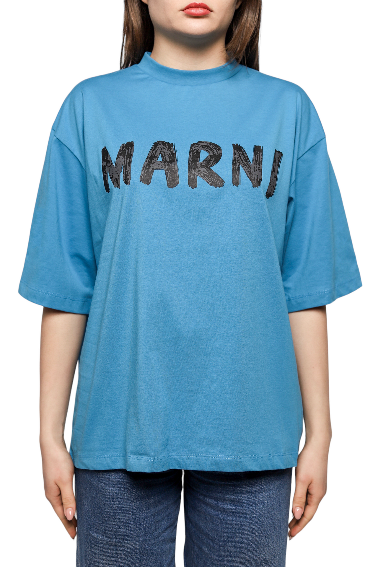 Marni logo-print t-shirt Blue