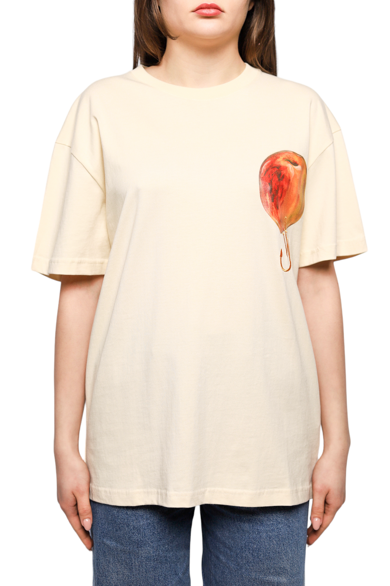 J.W. Anderson Printed Peach Logo T-Shirt Beige