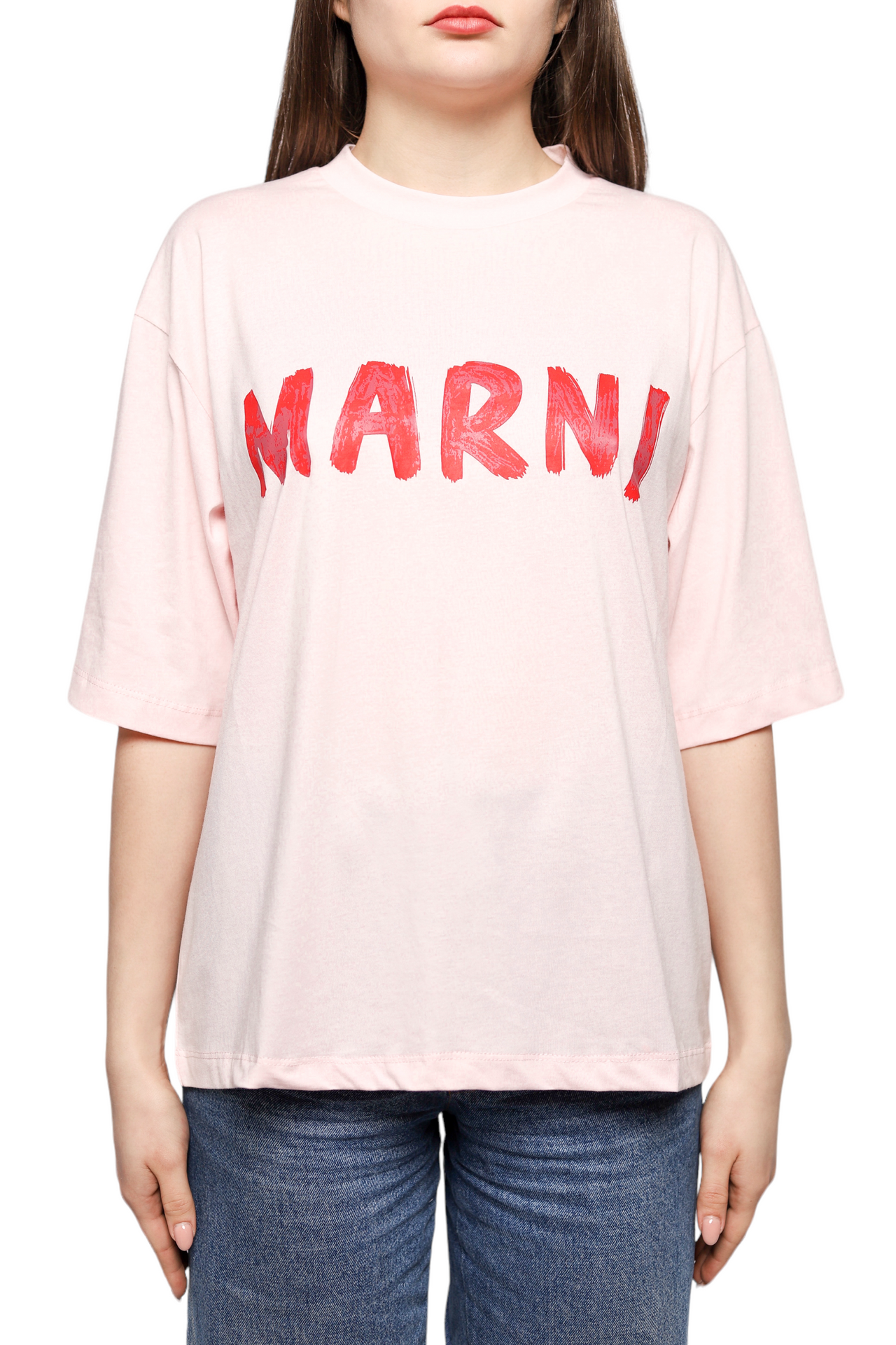 Marni logo-print t-shirt Pink