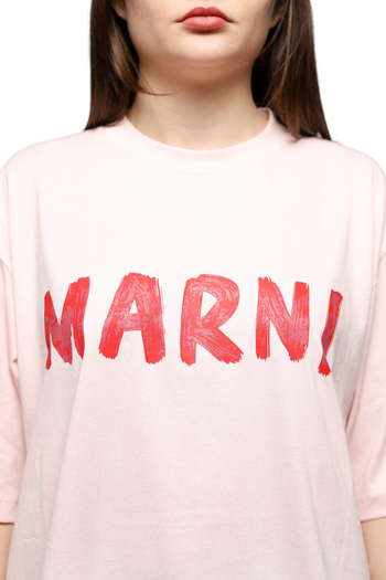 Marni logo-print t-shirt Pink