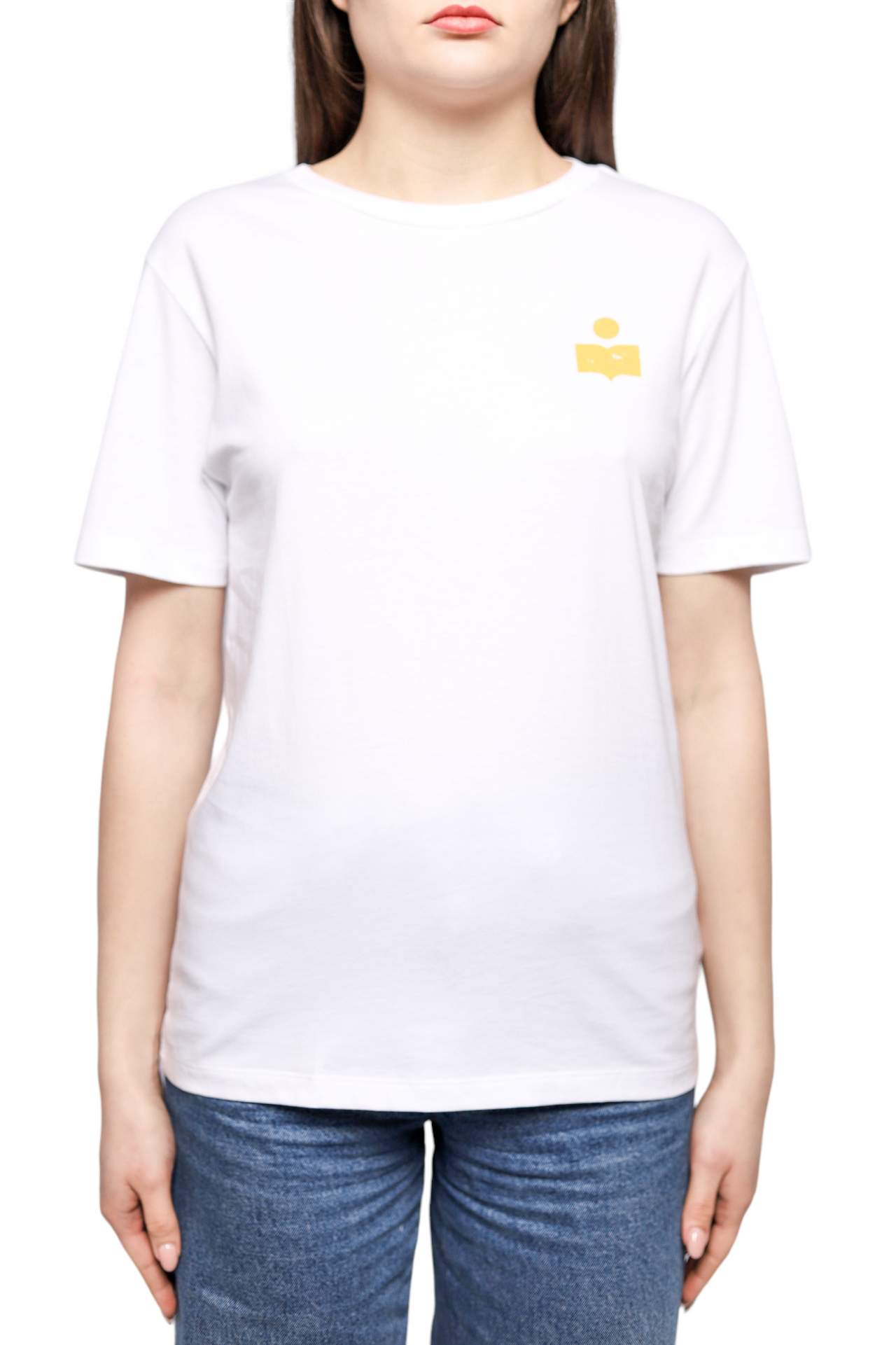 Isabel Marant Zewel Logo Crew Neck T-shirt White/Yellow