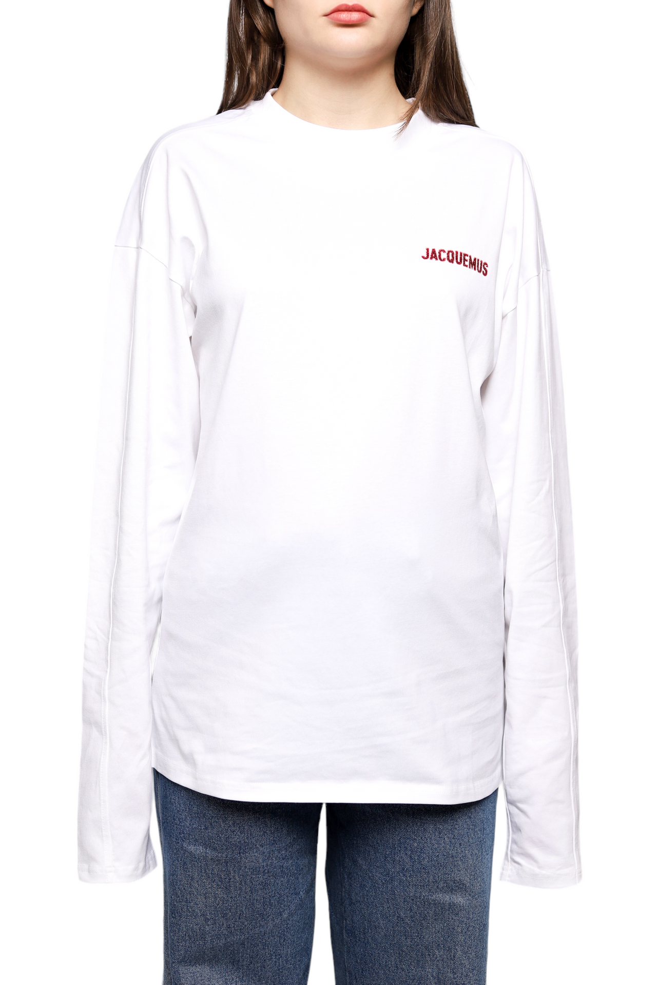 Jacquemus Pavane Logo Long Sleeve T-Shirt White