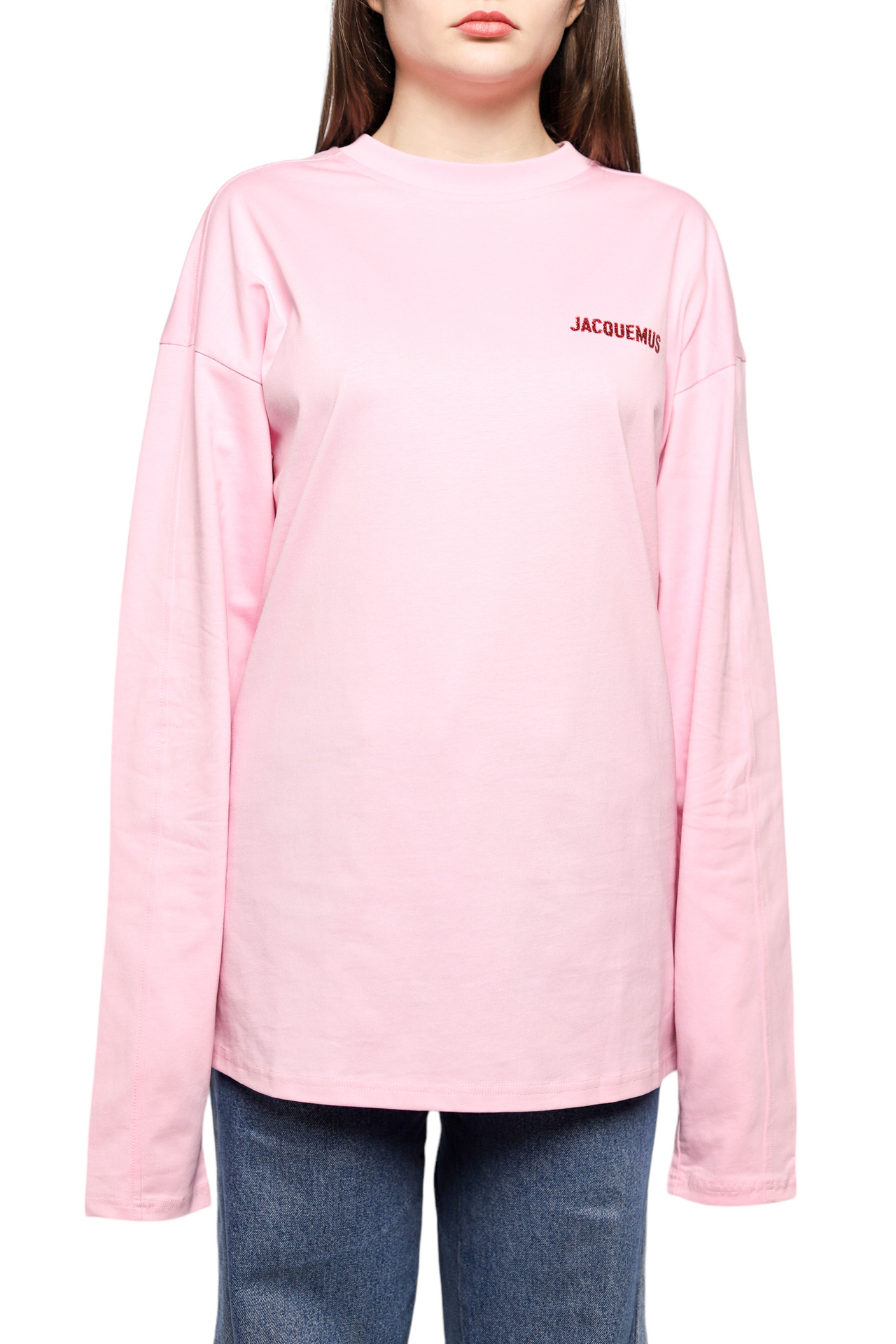 Jacquemus Pavane Logo Long Sleeve T-Shirt Pink