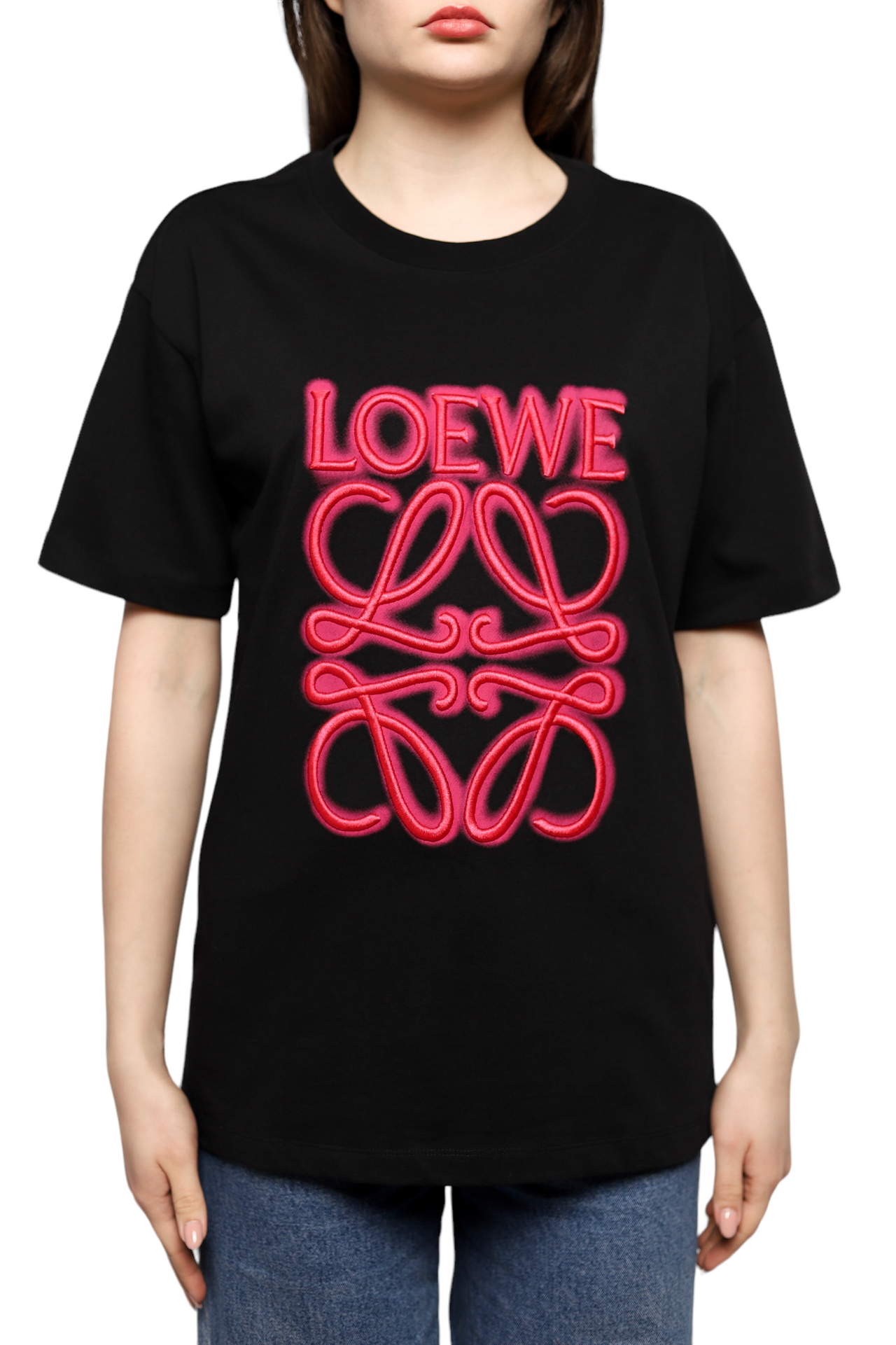 Loewe Neon Anagram Cotton T-Shirt Black