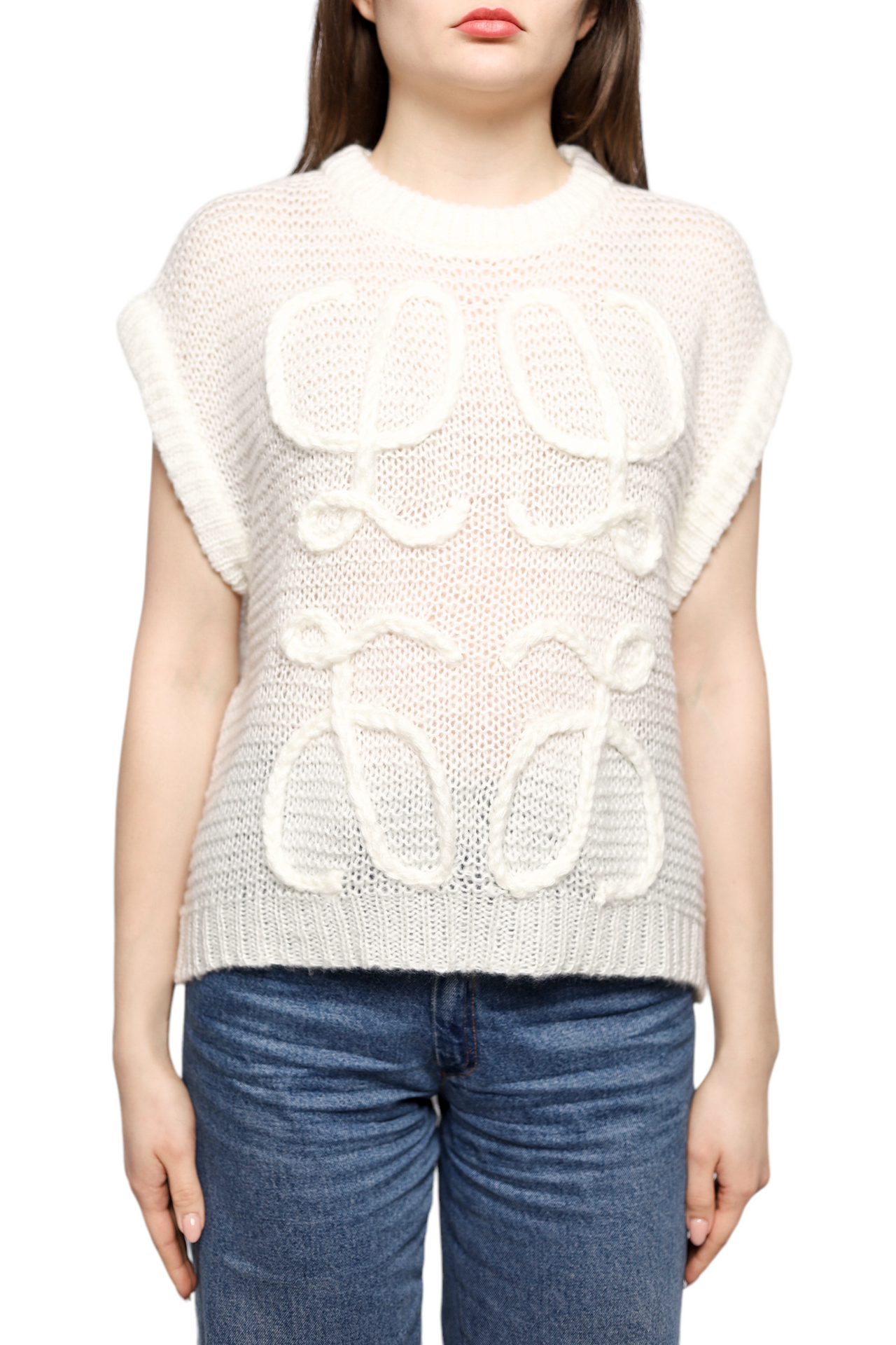 Loewe Anagram Vest In Mohair Soft White