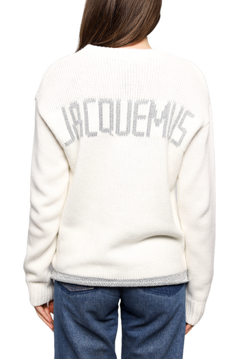 Jacquemus La Maille Pavane Sweater Silver Logo White