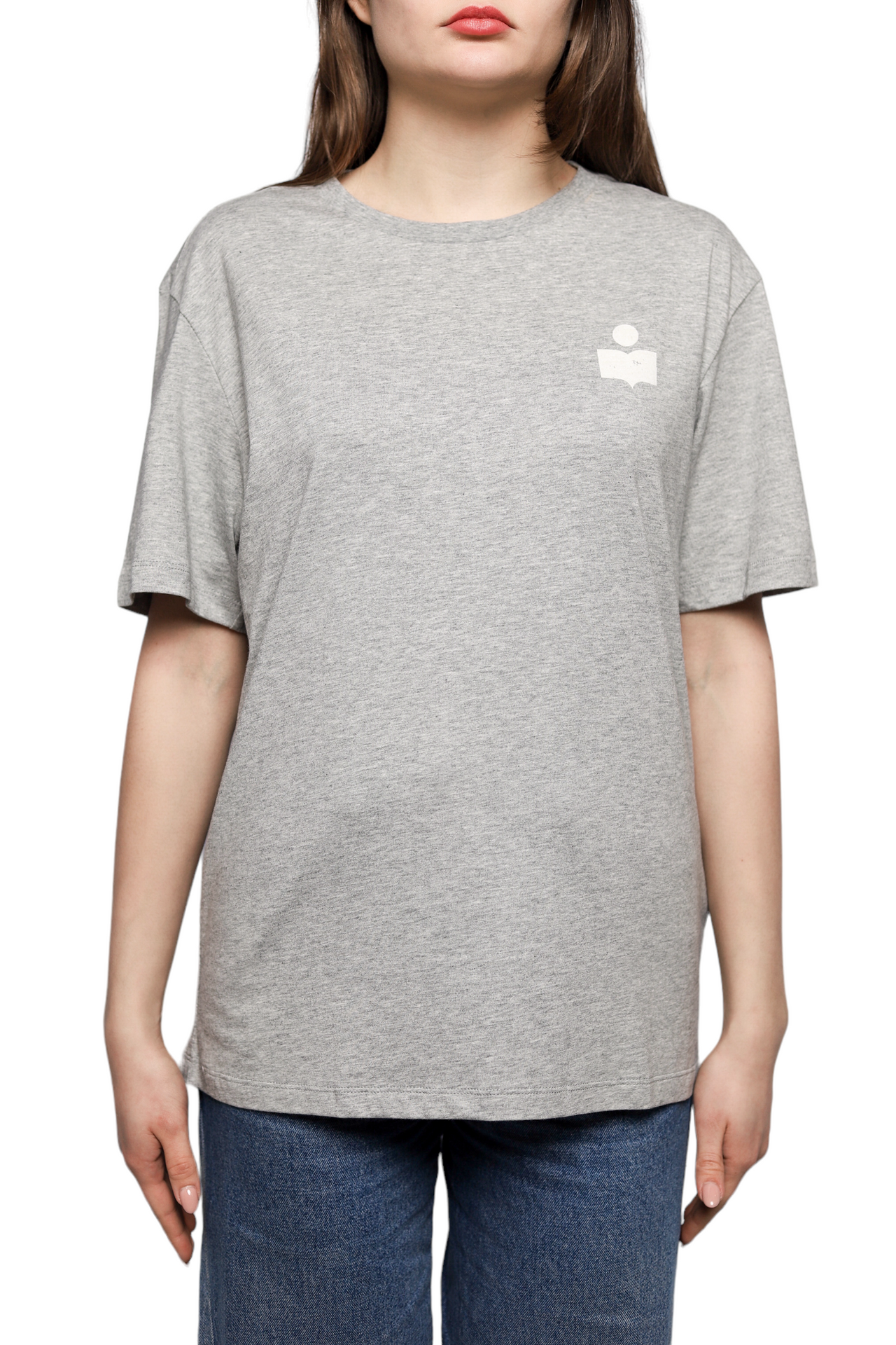 Isabel Marant Zewel Logo Crew Neck T-shirt Grey/White