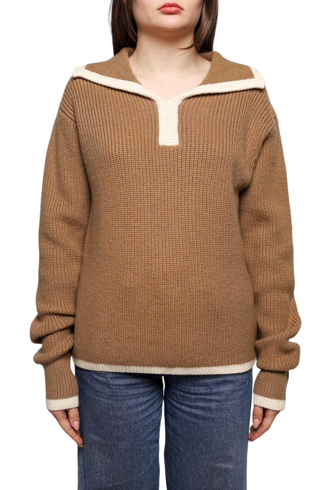 Low Classic Knit Polo Sweater Beige