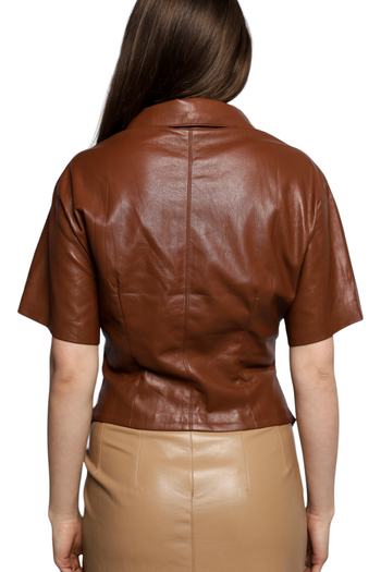 Nanushka Thora Vegan Leather Shirt Brown