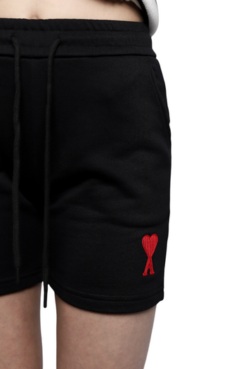 AMI Paris Cotton Shortened Shorts Black