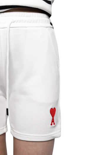 AMI Paris Cotton Shortened Shorts White