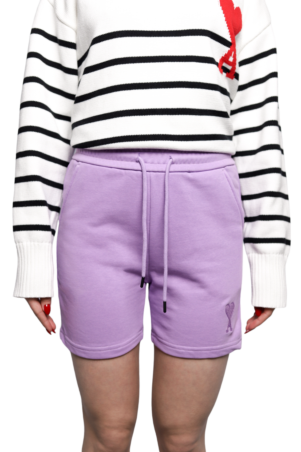 AMI Paris Cotton Shortened Shorts Purple