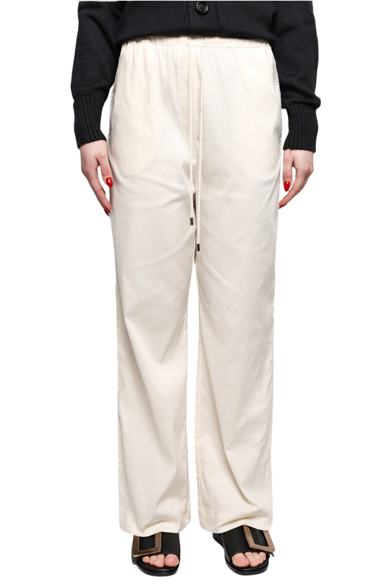 Toteme Press Creased Drawstring Trousers Vanilla