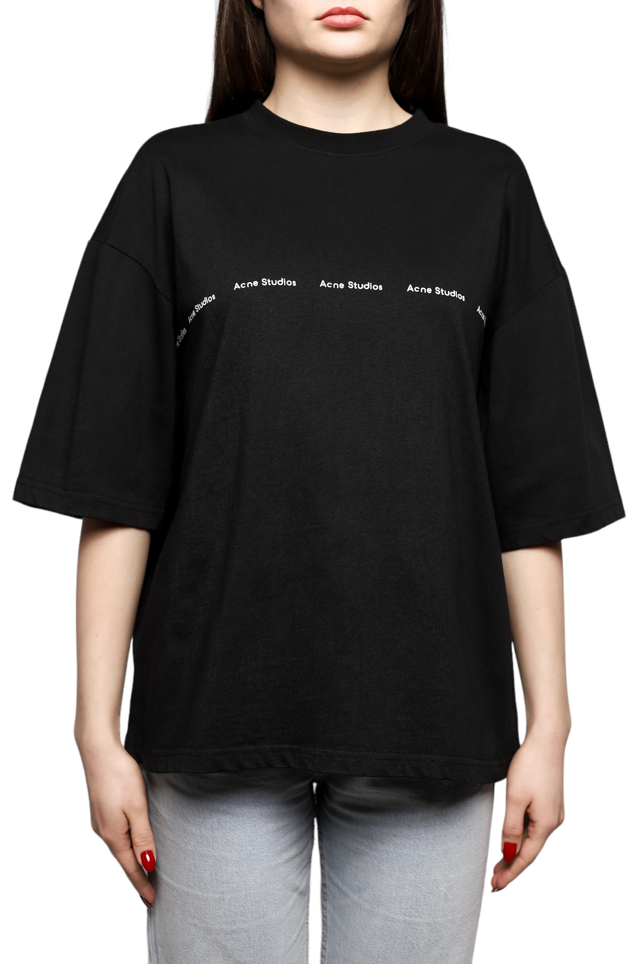 Acne Studios Logo Print T-Shirt Optic Black