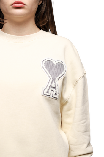 AMI Paris oversize Ami de Coeur patch sweatshirt Beige