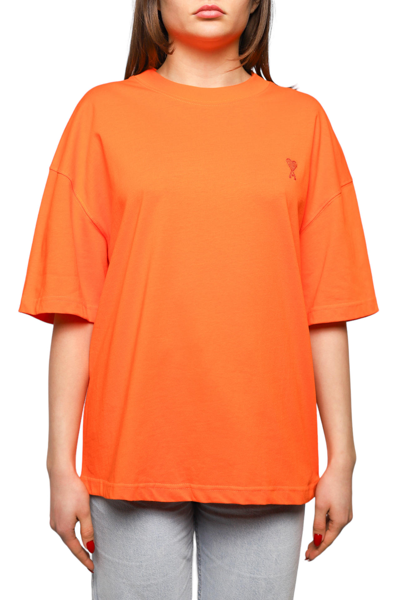 AMI Paris T-Shirt Tonal Small Ads Orange