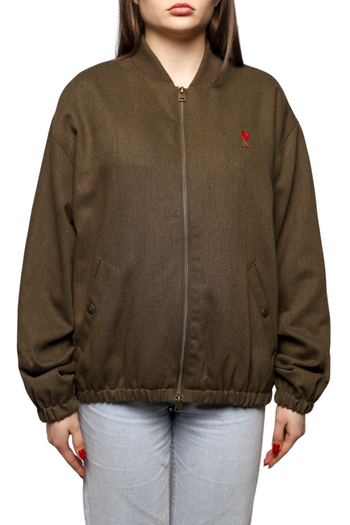 AMI Paris Ami De Coeur Bomber Jacket Olive