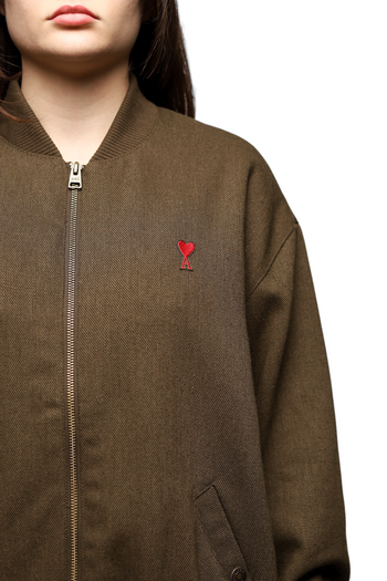 AMI Paris Ami De Coeur Bomber Jacket Olive