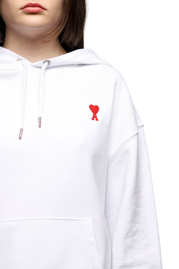 AMI Paris Ami de Coeur Small Heart Logo Hoodie White