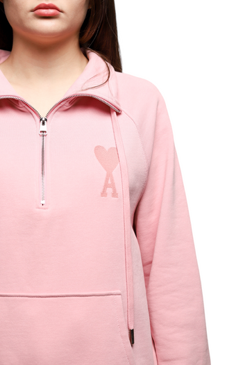 AMI Paris Ami de Coeur Half-zip Sweatshirt Pale Pink