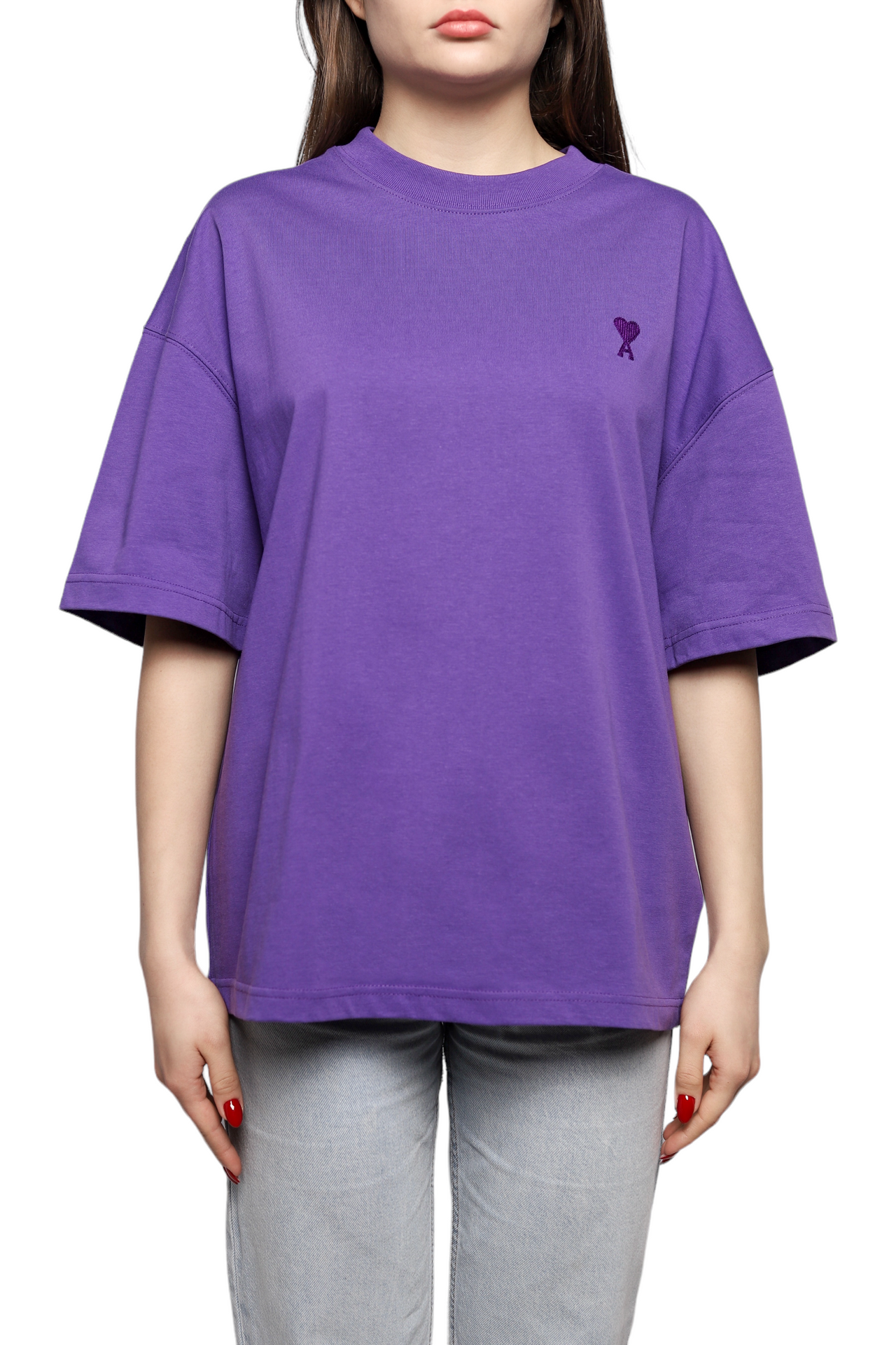 AMI Paris T-Shirt Tonal Small Ads Purple