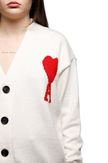 AMI Paris Ami De Coeur Cardigan White