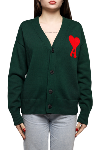 AMI Paris Ami de Coeur Cardigan Green