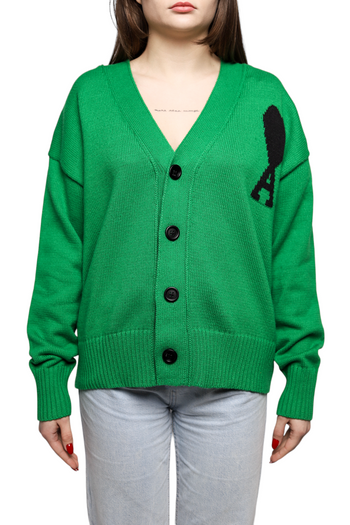 AMI Paris Ami de Coeur Cardigan Green/Black