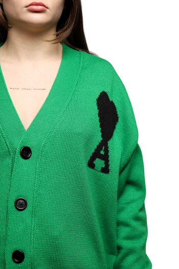 AMI Paris Ami de Coeur Cardigan Green/Black