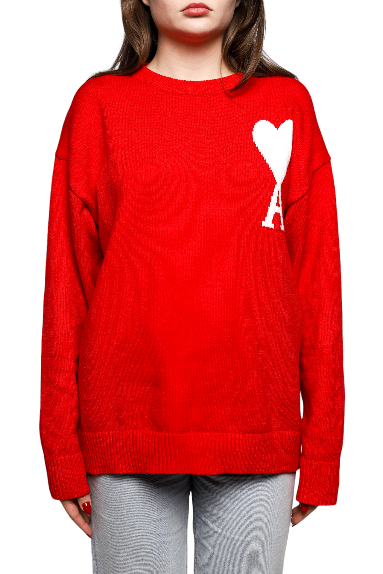 AMI Paris Ami de Coeur Oversize Sweater Red