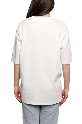 AMI Paris Logo Embroidered Cotton Jersey T-Shirt White