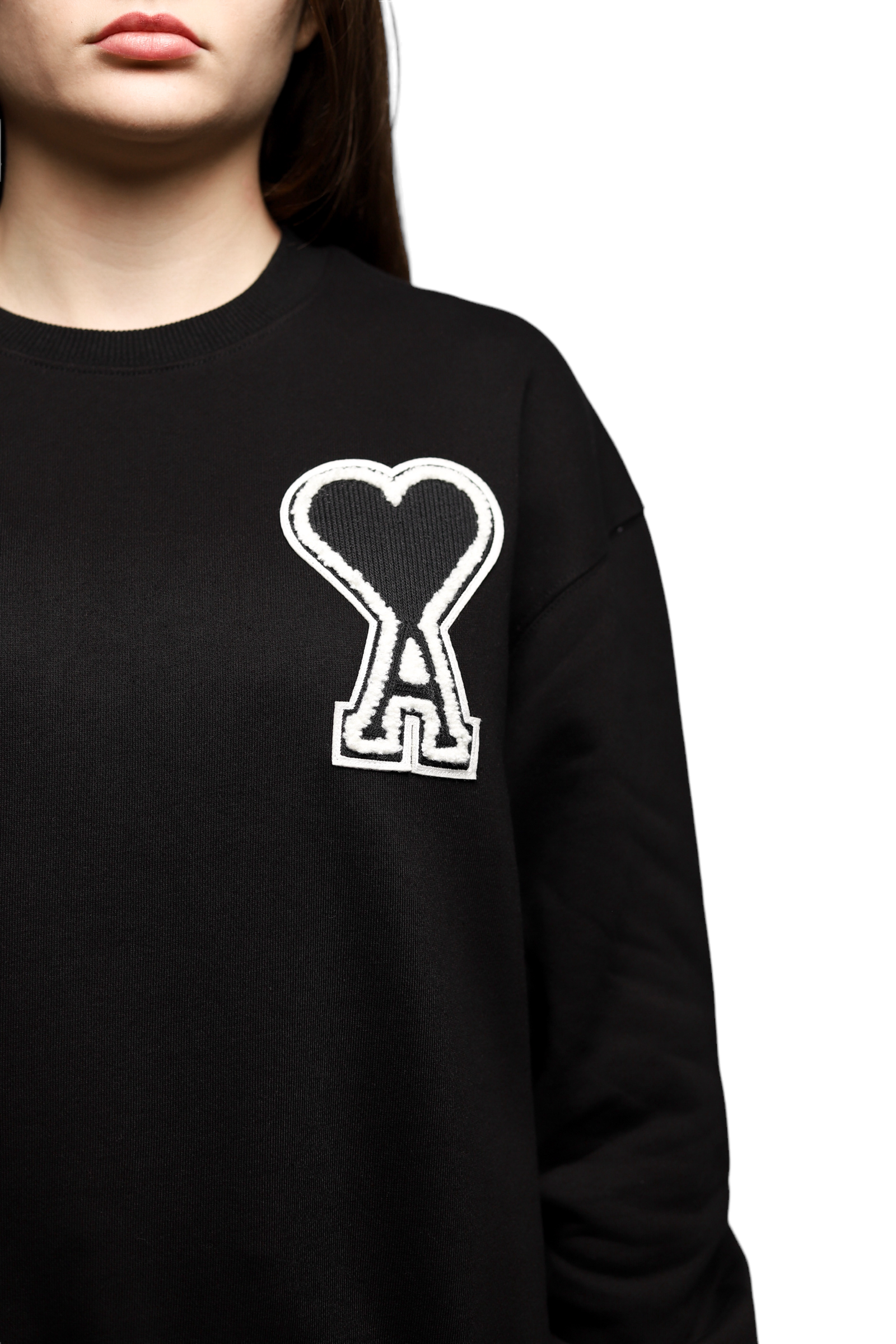 AMI Paris oversize Ami de Coeur patch sweatshirt Black — SSTORIES AMI Paris oversize Ami de Coeur patch sweatshirt Black — SSTORIES
