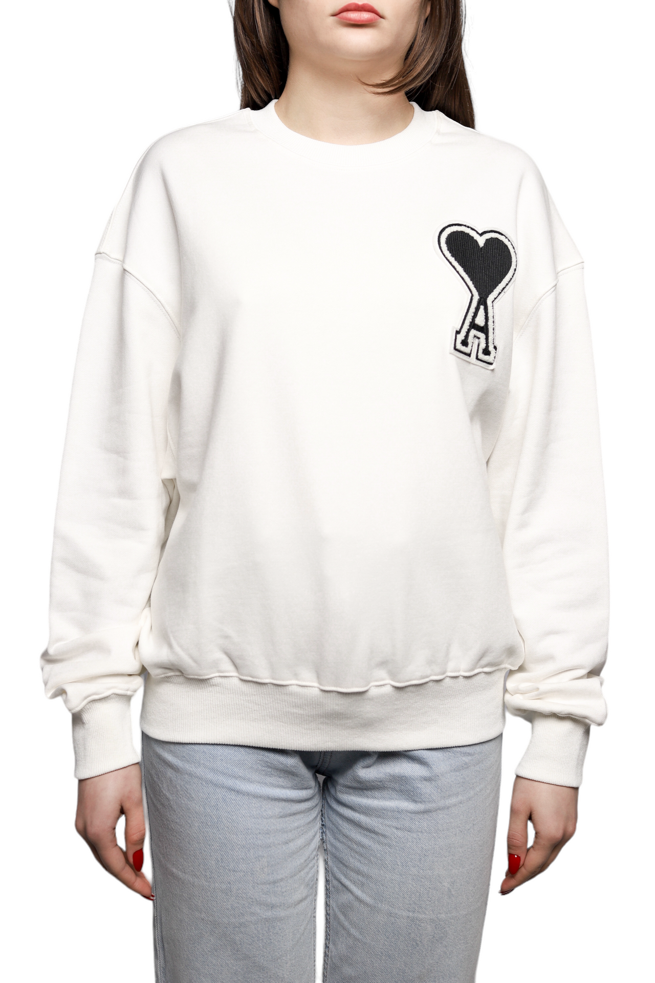 AMI Paris oversize Ami de Coeur patch sweatshirt White/Black