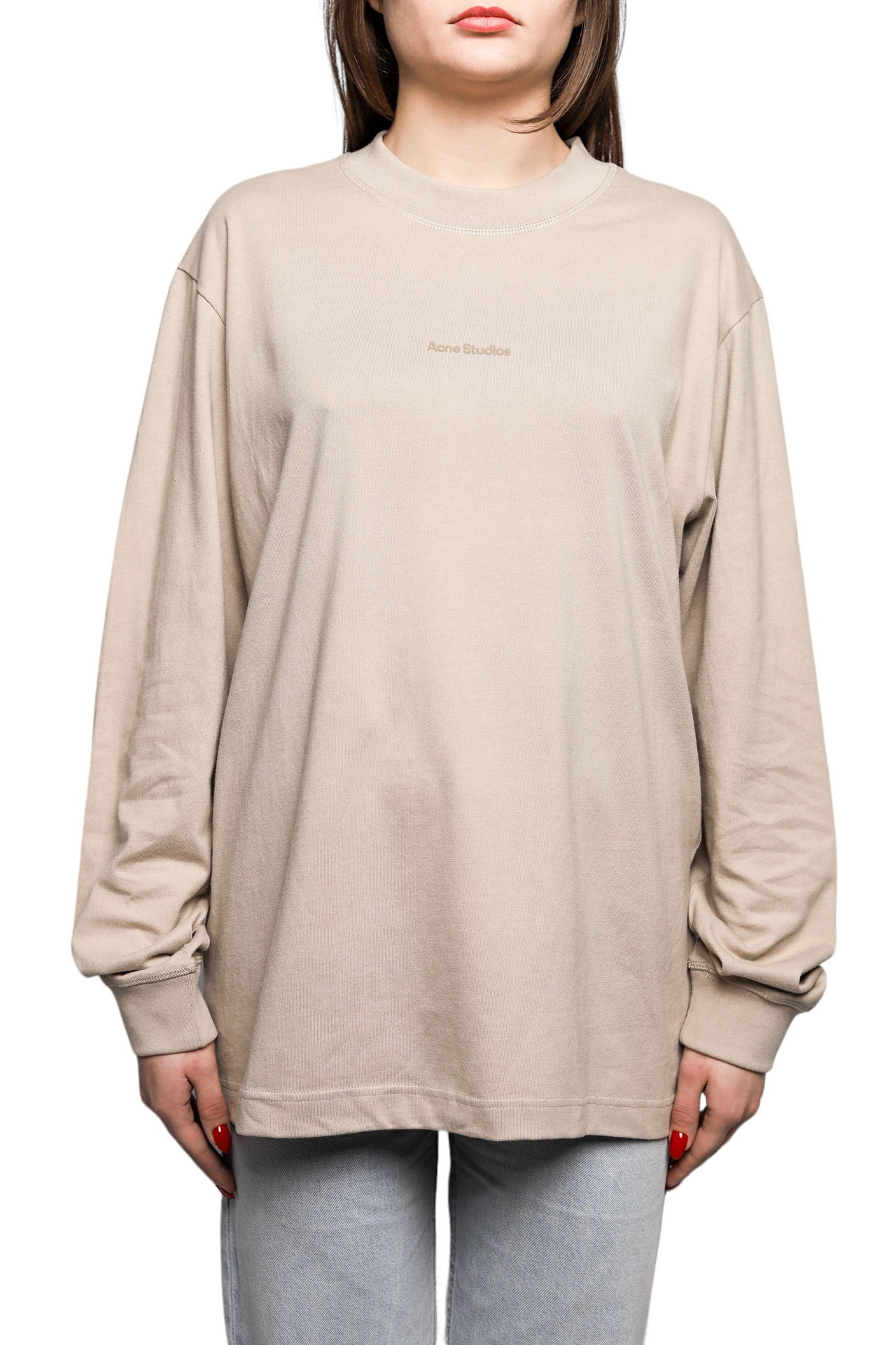 Acne Studios Erwin Long Sleeve Stamp Tee Oyster