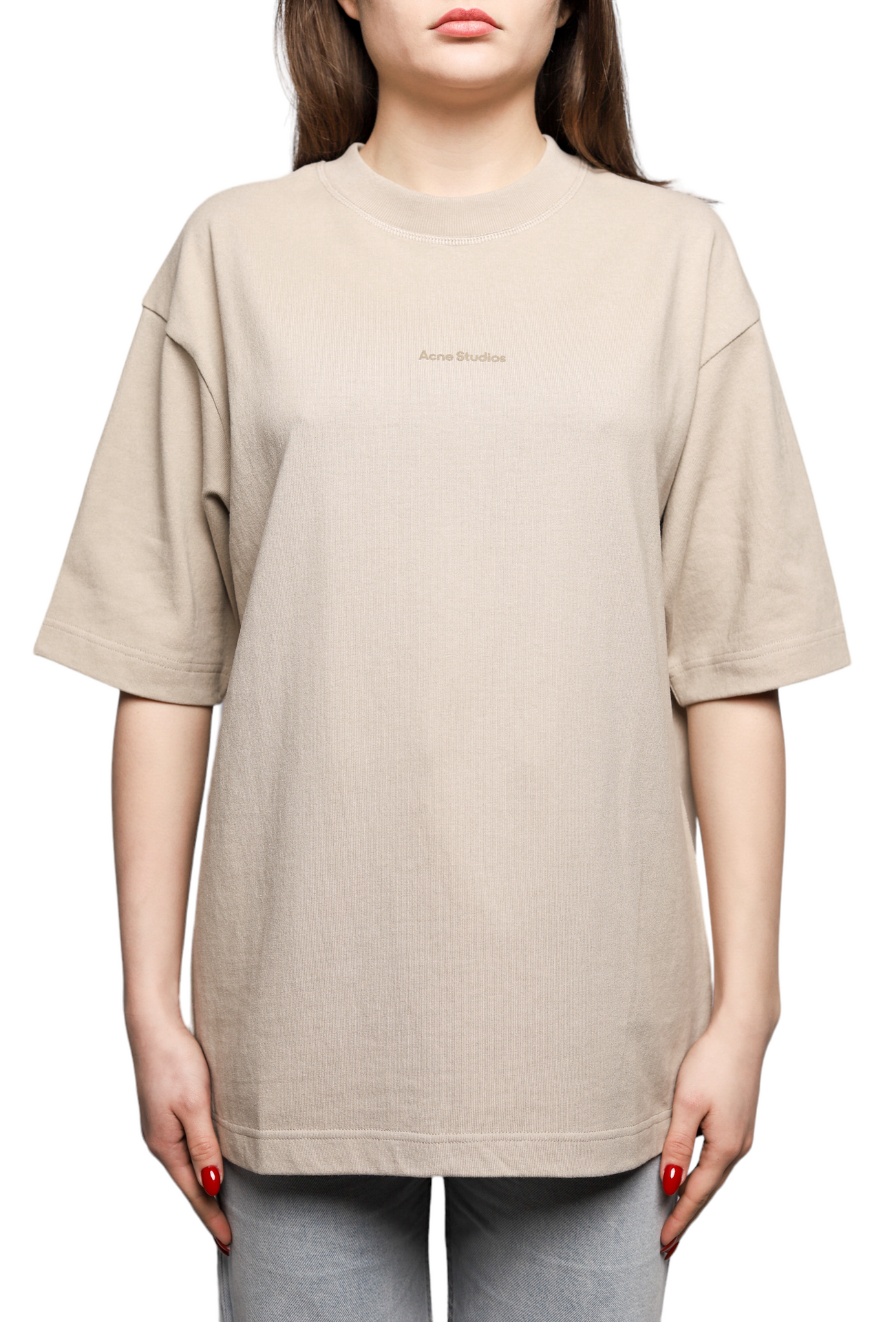 Acne Studios Logo cotton jersey T-shirt Oyster Grey