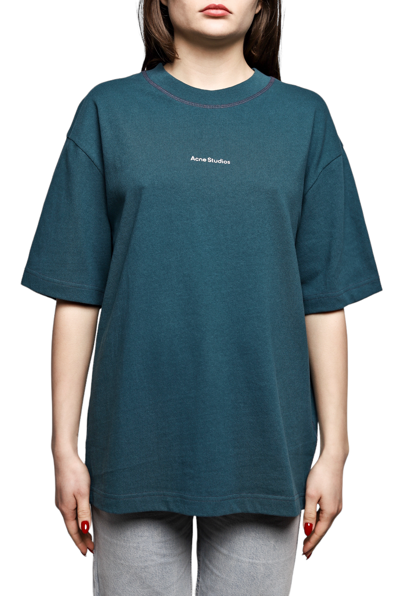 Acne Studios Logo cotton jersey T-shirt Deep Petrol